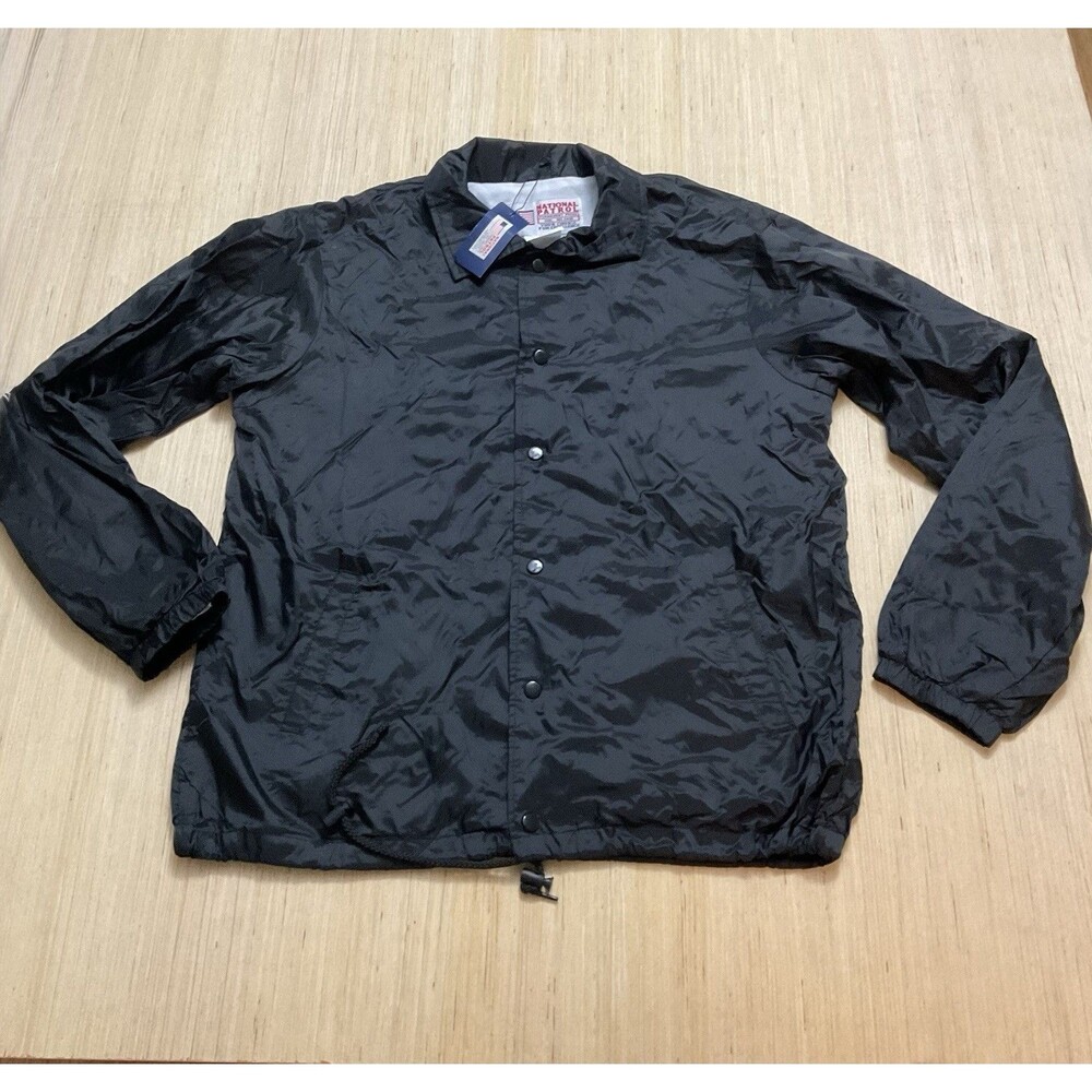 National Patrol Coach Mens Navy Black Nylon Snap Button Jacket Size Medium New